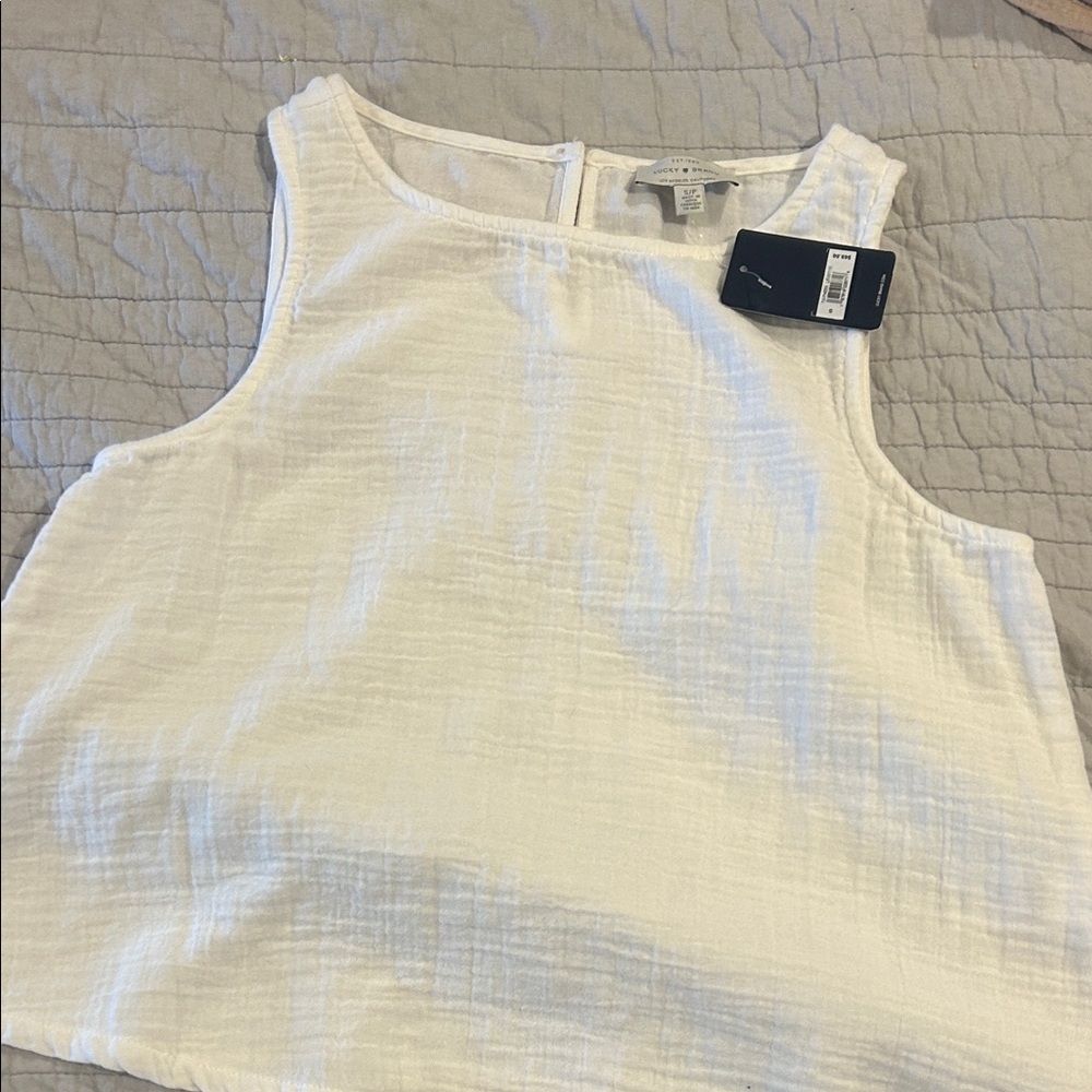 Lucky Brand Cream Textured Tank Top